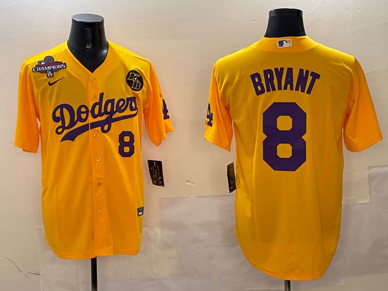 Men Los Angeles Dodgers #8 Bryant Yellow Game 2025 Nike MLB Jersey style 4->los angeles dodgers->MLB Jersey